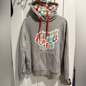 Gray Hallmark Channel Hoodie with Red Accents Womens Medium
